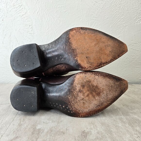 Old Gringo Western Boots 7.5 Brown Pink Distressed Pointed Toe Cowgirl Midcalf - Picture 7 of 12